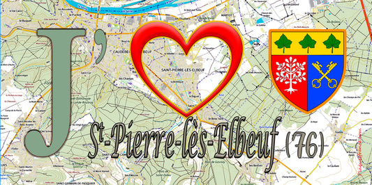 Plaque métal décorative 15X30 J' ❤️ Saint-Pierre-lès-Elbeuf, Seine Maritime (76)