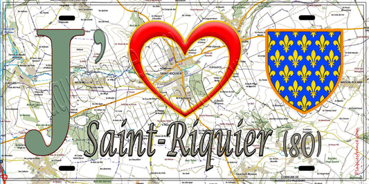 Plaque métal décorative 15X30 J' ❤️ il love Saint-Riquier, Somme (80) 