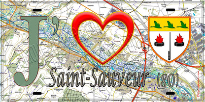 Plaque métal décorative 15X30 J' ❤️ Saint-Sauveur, Somme (80) geo