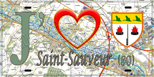 Plaque métal décorative 15X30 J' ❤️ Saint-Sauveur, Somme (80) geo