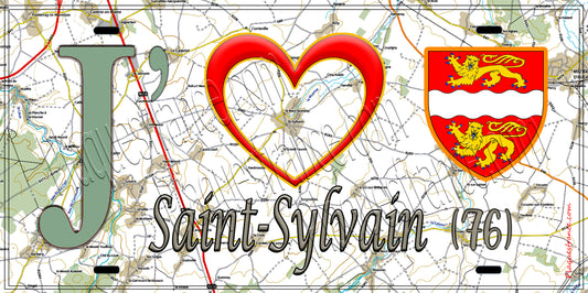 Plaque métal décorative 15X30 J' ❤️ Saint-Sylvain, Seine Maritime (76) géo
