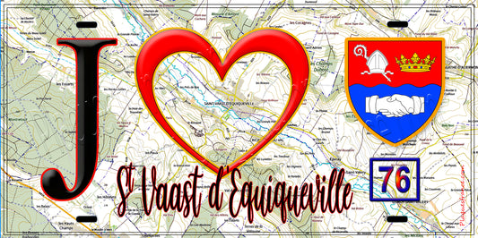 Plaque métal décorative  J' ❤️ Saint-Vaast-d'Equiqueville, Seine Maritime (76)