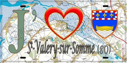 Plaque métal décorative 15X30 J' ❤️ Saint-Valery-sur-Somme, Somme (80) géo