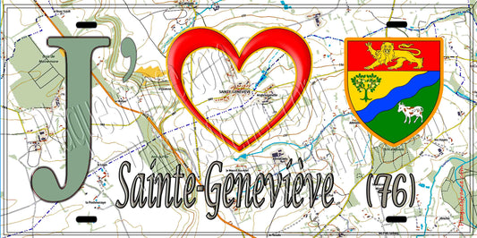 Plaque métal décorative 15X30 J' ❤️ Sainte-Geneviève, Seine Maritime (76) géo