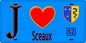 Plaque métal décorative  J' ❤️ Sceaux, Hauts de Seine (92) fond bleu