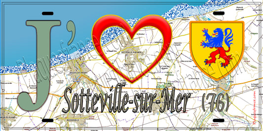 Plaque métal décorative 15X30 J' ❤️ Sotteville-sur-Mer, Seine Maritime (76) géo