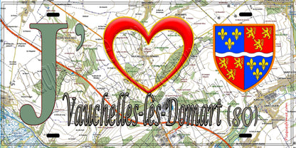 Plaque métal décorative 15X30 J' ❤️ Vauchelles-lès-Domart, Somme (80)