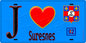 Plaque métal décorative  J' ❤️ Suresnes, Hauts de Seine (92) fond bleu