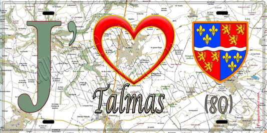Plaque métal décorative 15X30 J' ❤️ Talmas, Somme (80)