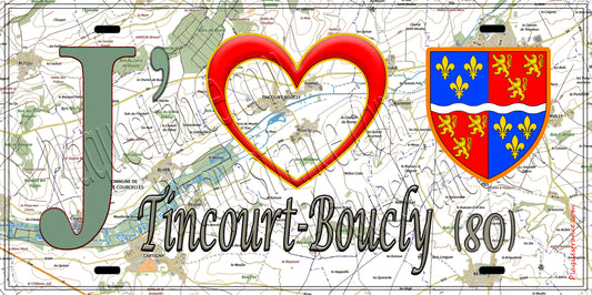 Plaque métal décorative 15X30 J' ❤️ Tincourt-Boucly, Somme (80)