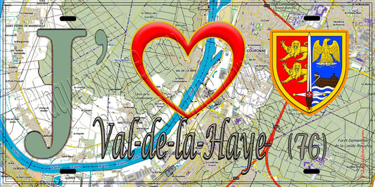 Plaque métal décorative 15X30 J' ❤️ Val-de-la-Haye, Seine Maritime (76) geo