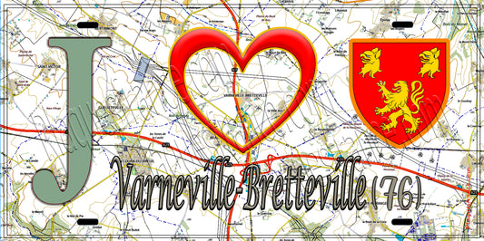 Plaque métal décorative 15x30 J' ❤️ Varneville-Bretteville, Seine Maritime (76)