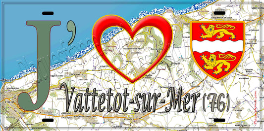 Plaque métal décorative 15X30 J' ❤️ Vattetot-sur-Mer, Seine Maritime (76) géo