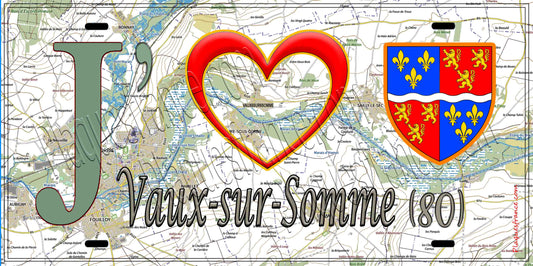 Plaque métal décorative 15X30 J' ❤️ Vaux-sur-Somme, Somme (80)