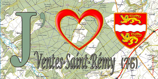 Plaque métal décorative 15X30 J' ❤️ Ventes-Saint-Rémy, Seine Maritime (76) géo