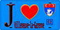 Plaque métal décorative  J' ❤️ Villeneuve-la-Garenne, Hauts de Seine (92) fond bleu