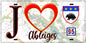 Plaque métal décorative  J' ❤️Ableiges, Val d'Oise (95) fond carte