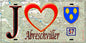 Plaque métal décorative, J'❤️Abreschviller, Moselle (57) fond carte