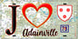 Plaque métal décorative  J' ❤️ Adainville, Yvelines (78) fond carte