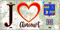 Plaque métal décorative  J' ❤️Aincourt, Val d'Oise (95) fond carte