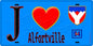 Plaque métal décorative  J' ❤️Alfortville, Val de Marne (94) fond bleu