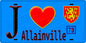 Plaque métal décorative  J' ❤️ Allainville, Yvelines (78) fond bleu