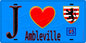 Plaque métal décorative  J' ❤️Ambleville, Val d'Oise (95) fond bleu