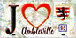 Plaque métal décorative  J' ❤️Ambleville, Val d'Oise (95) fond carte