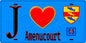 Plaque métal décorative  J' ❤️Amenucourt, Val d'Oise (95) fond bleu