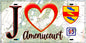 Plaque métal décorative  J' ❤️Amenucourt, Val d'Oise (95) fond carte
