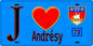 Plaque métal décorative  J' ❤️ Andrésy, Yvelines (78) fond beu