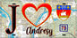 Plaque métal décorative  J' ❤️ Andrésy, Yvelines (78) fond carte