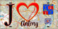 Plaque métal décorative  J' ❤️ Antony, Hauts de Seine (92) fond carte