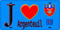 Plaque métal décorative  J' ❤️Argenteuil, Val d'Oise (95) fond bleu
