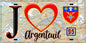 Plaque métal décorative  J' ❤️Argenteuil, Val d'Oise (95) fond carte