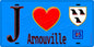 Plaque métal décorative  J' ❤️Arnouville, Val d'Oise (95) fond bleu