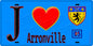Plaque métal décorative  J' ❤️Arronville, Val d'Oise (95) fond bleu
