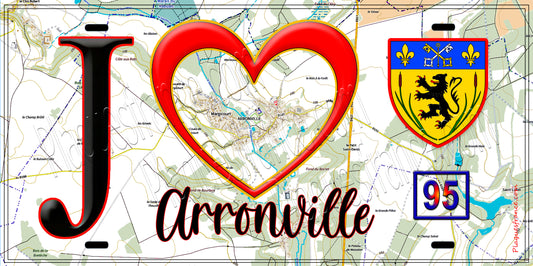Plaque métal décorative  J' ❤️Arronville, Val d'Oise (95) - Plaquesfrance.com
