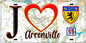 Plaque métal décorative  J' ❤️Arronville, Val d'Oise (95) - Plaquesfrance.com