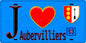 Plaque métal décorative  J' ❤️Aubervilliers, Seine Saint Denis (93) fond bleu