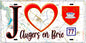 Plaque métal décorative  J' ❤️Augers-en-Brie, Seine et Mrne (77) fond carte