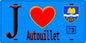 Plaque métal décorative  J' ❤️ Autouillet, Yvelines (78) fond bleu