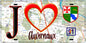 Plaque métal décorative  J' ❤️Auvernaux, Essonne (91) fond carte