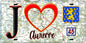 Plaque métal décorative  J' ❤️ Auxerre, Yonne 89 fond carte