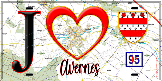 Plaque métal décorative  J' ❤️Avernes, Val d'Oise (95) - Plaquesfrance.com