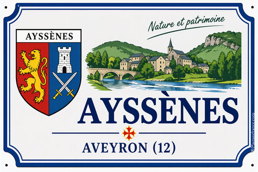 Plaque métal décorative 20 x 30 cm, Ayssènes, Aveyron (12)