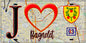 Plaque métal décorative  J' ❤️Bagnolet, Seine Saint Denis (93) fond carte