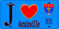 Plaque métal décorative  J' ❤️Ballainvilliers, Essonne (91) fond bleu