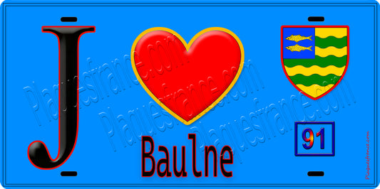Plaque métal décorative  J' ❤️Baulne, Essonne (91) - Plaquesfrance.com