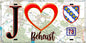 Plaque métal décorative  J' ❤️ Béhoust, Yvelines (78) fond carte